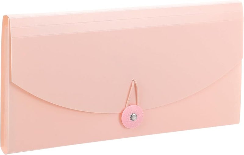 Pink B6 Accordion File Organizer Large Capacity Portable Receipt Storage Folder - Image 1